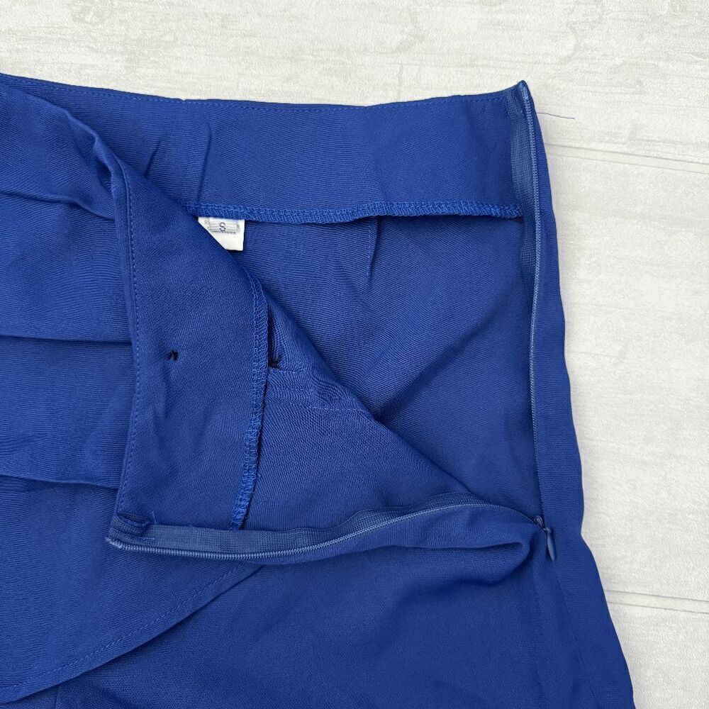 Wrapover Button Shorts Skort Sailor Blue Side Zipper Small High Waisted 4" insea - Picture 8 of 8